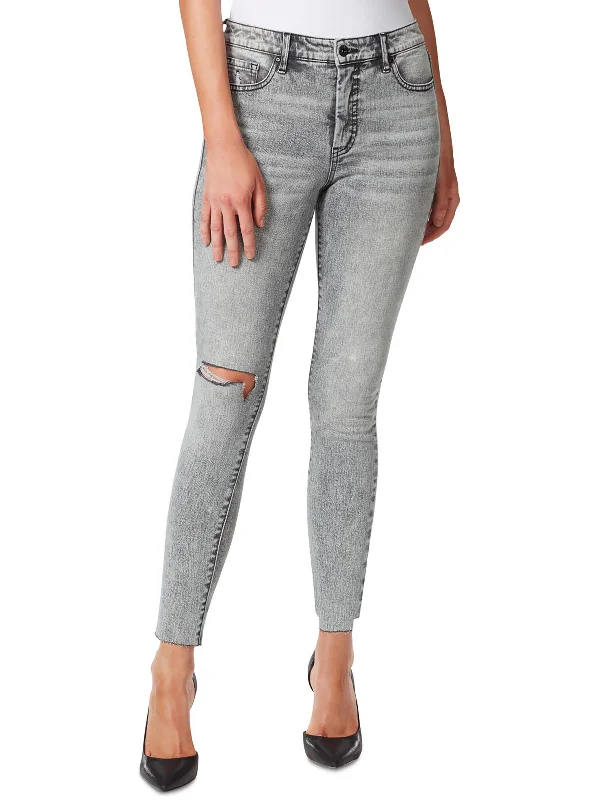 Adored Womens Distressed High Rise Ankle Jeans