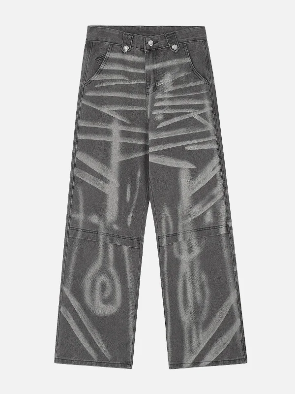 Aelfric Eden Full Print Graffiti Loose Jeans