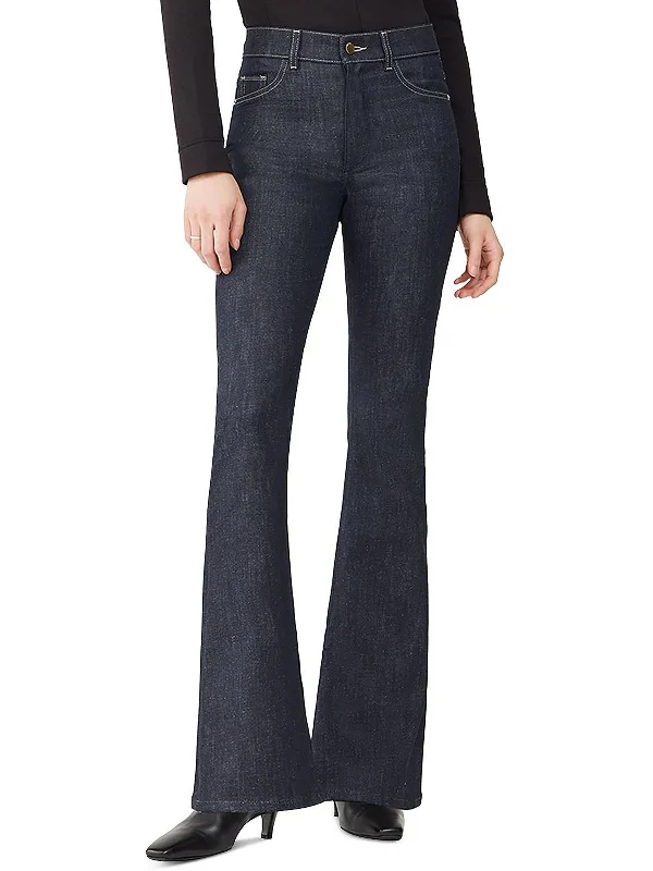 Bridget Womens High Rise Coated Bootcut Jeans