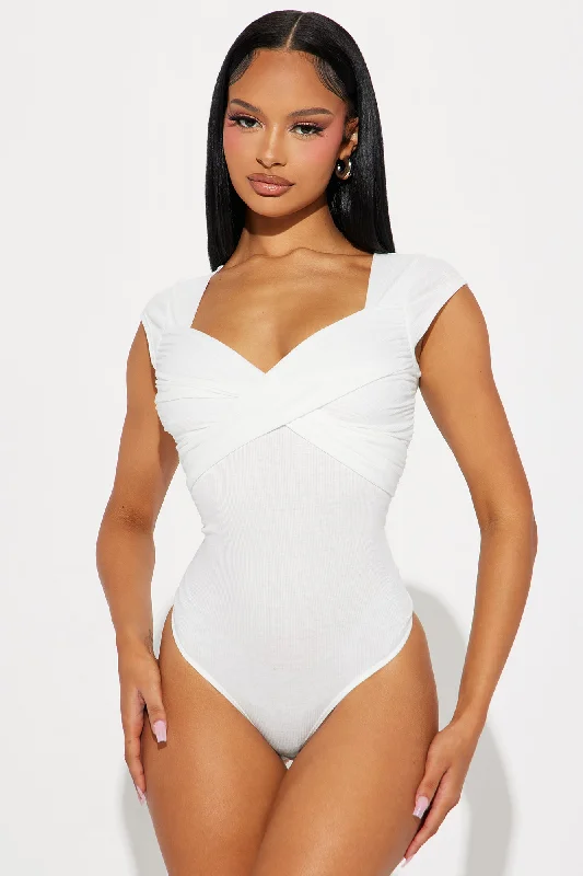 Don't Wait Up Short Sleeve Bodysuit - Ivory