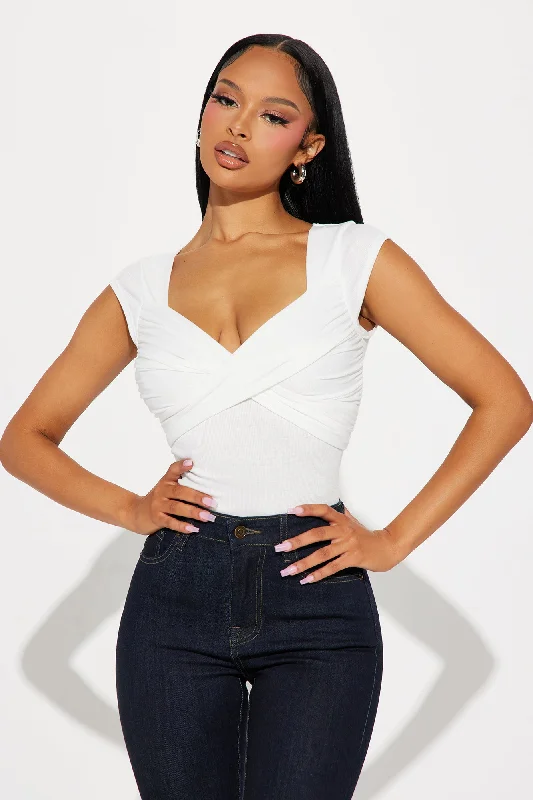 Don't Wait Up Short Sleeve Bodysuit - Ivory