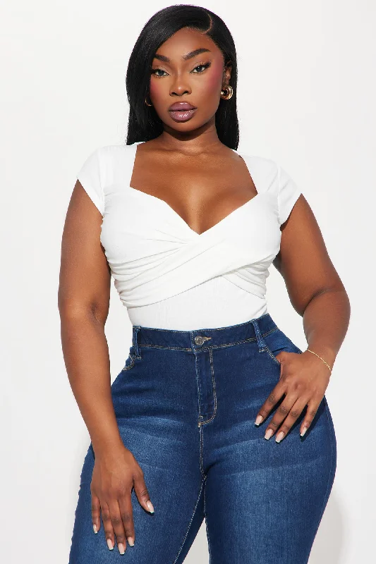 Don't Wait Up Short Sleeve Bodysuit - Ivory