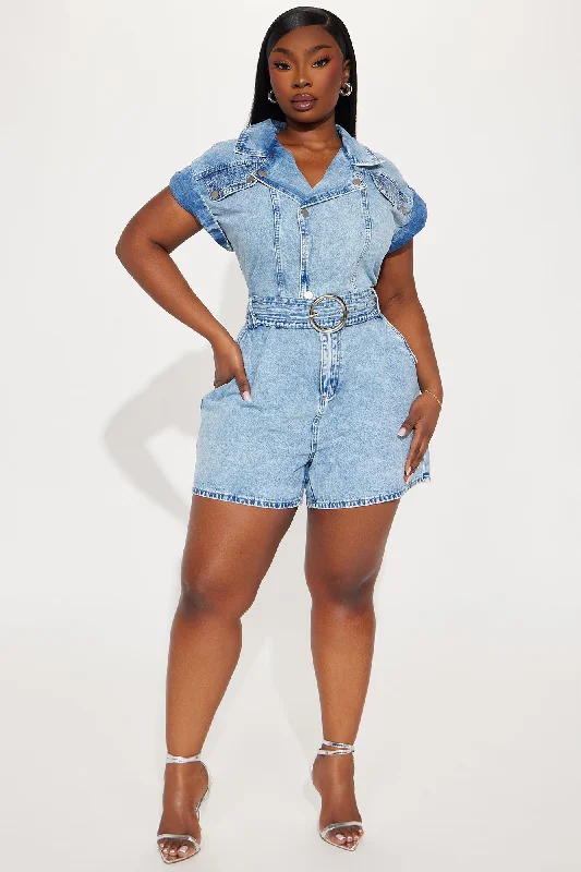 Hazy Living Denim Romper - Light Wash