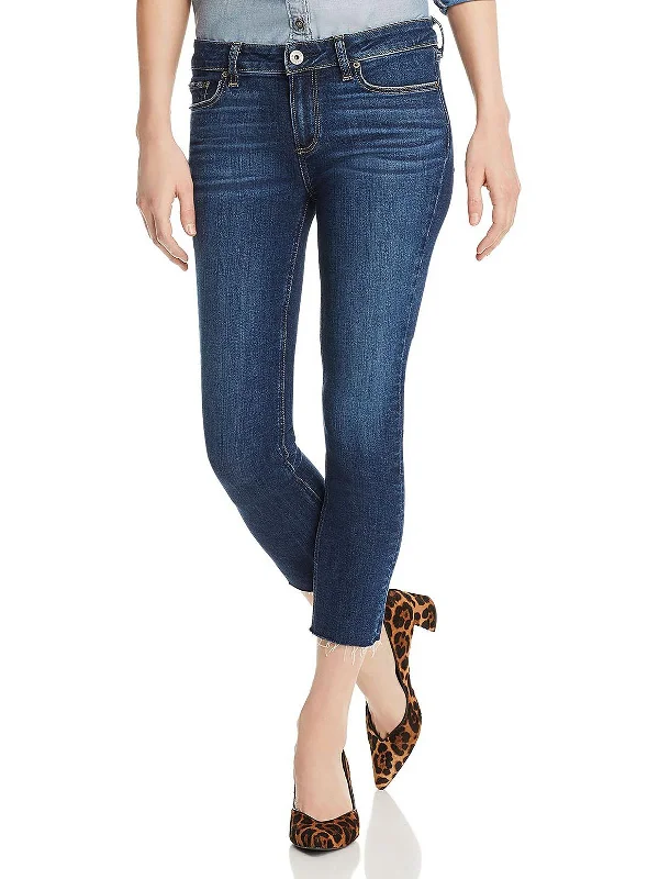 Womens Mid Rise Cropped Skinny Jeans