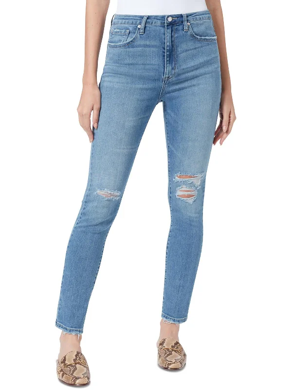 Womens Ripped High-Rise Skinny Jeans