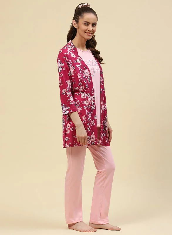 Women Pink Printed Combo Set