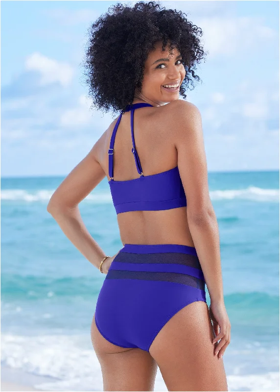 Mesh high-waist bottom - Cobalt Blue