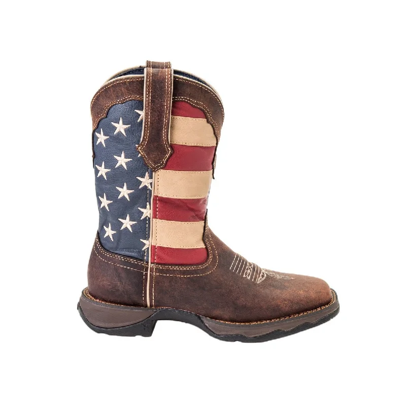 Lady Rebel by Durango Womens Brown Leather Union Flag USA Cowboy Boots