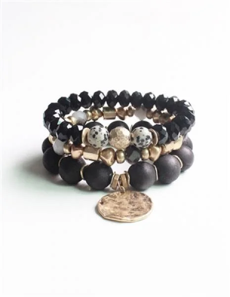 Baccarat Stack Bracelets - Black