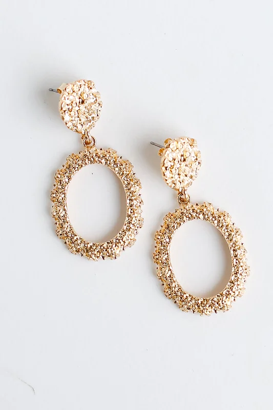 FINAL SALE - Hallie Gold Textured Drop Earrings