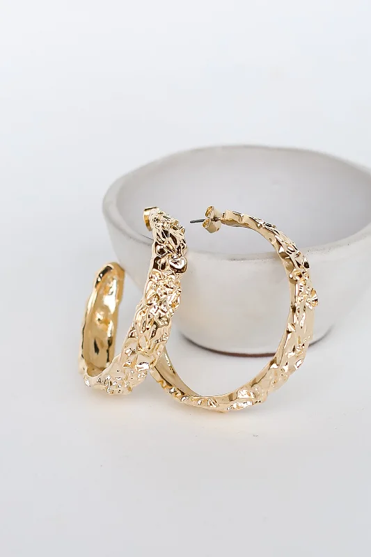 FINAL SALE - Megan Gold Hammered Hoop Earrings