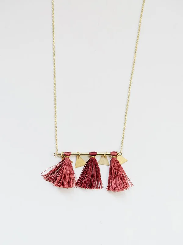 Tassel Bar Necklace - Rose