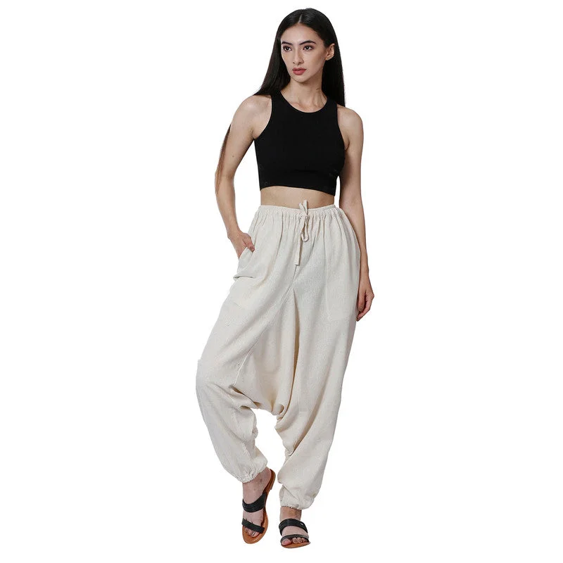 Cotton Harem Pants for Women | Cream