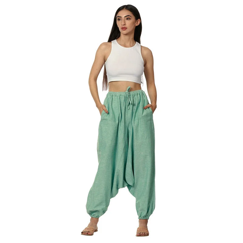 Cotton Harem Pants for Women | Sea Green