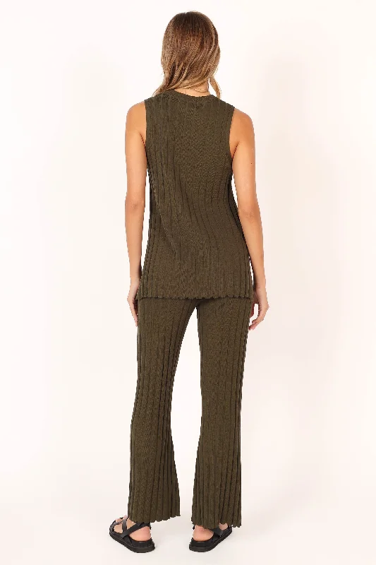 Agnes Knit Pant - Khaki