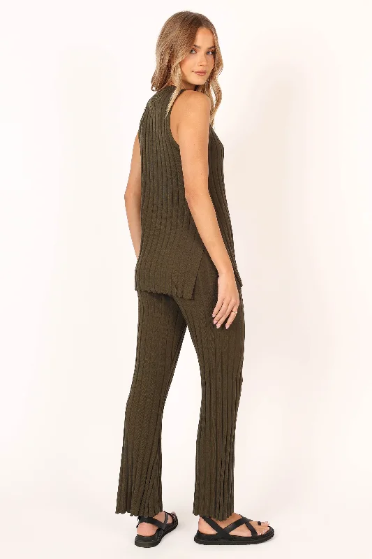 Agnes Knit Pant - Khaki