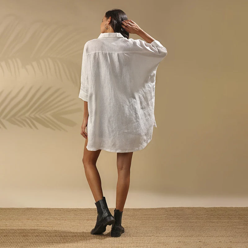 White Shirt for Women | Hemp Kimono Shirt | White