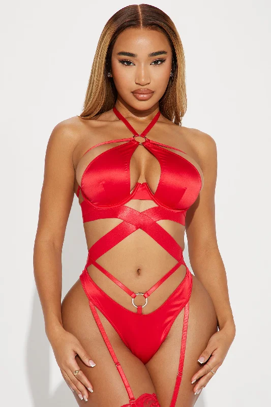 Bad For You Elastic Strappy 2 Piece Set - Red