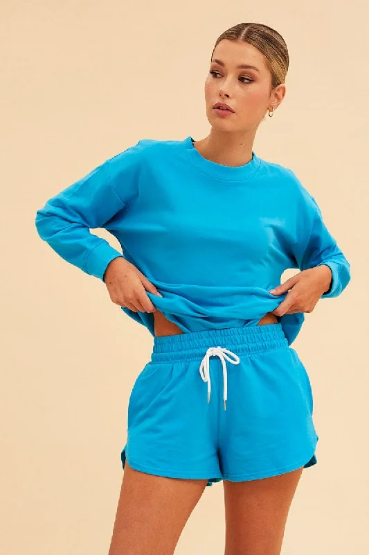 Blue Hudson Cotton Fleece Crew Neck Oversized Sweat