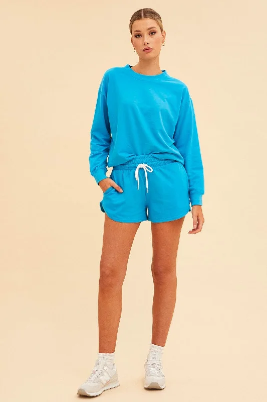 Blue Hudson Cotton Fleece Crew Neck Oversized Sweat