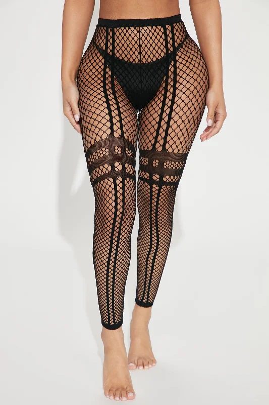 Caught Up In You Fishnet Tights - Black