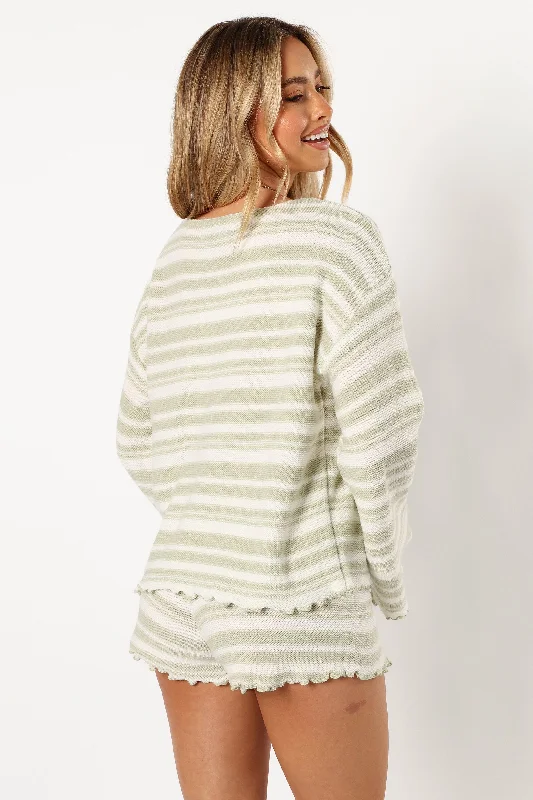 Christina Knit Set - Sage Stripe