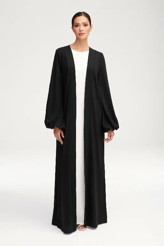 Essential Jersey Open Abaya - Black