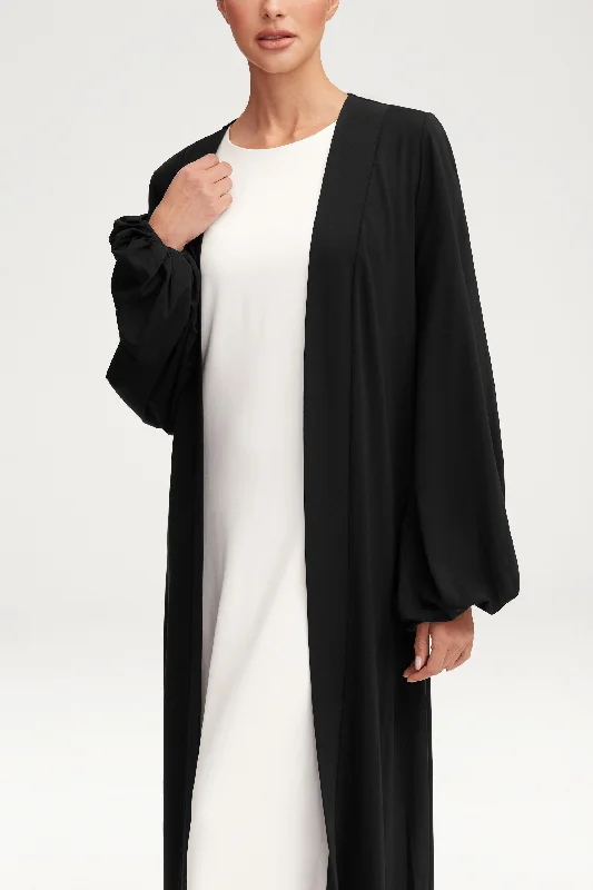 Essential Jersey Open Abaya - Black