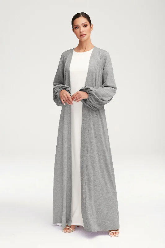 Essential Jersey Open Abaya - Heather Grey