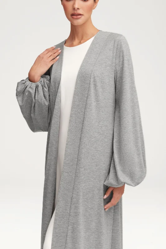 Essential Jersey Open Abaya - Heather Grey