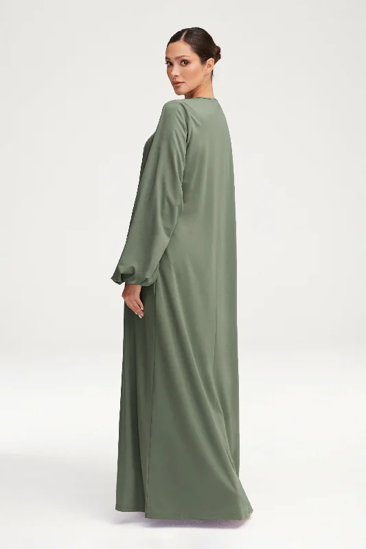 Essential Jersey Open Abaya - Sage