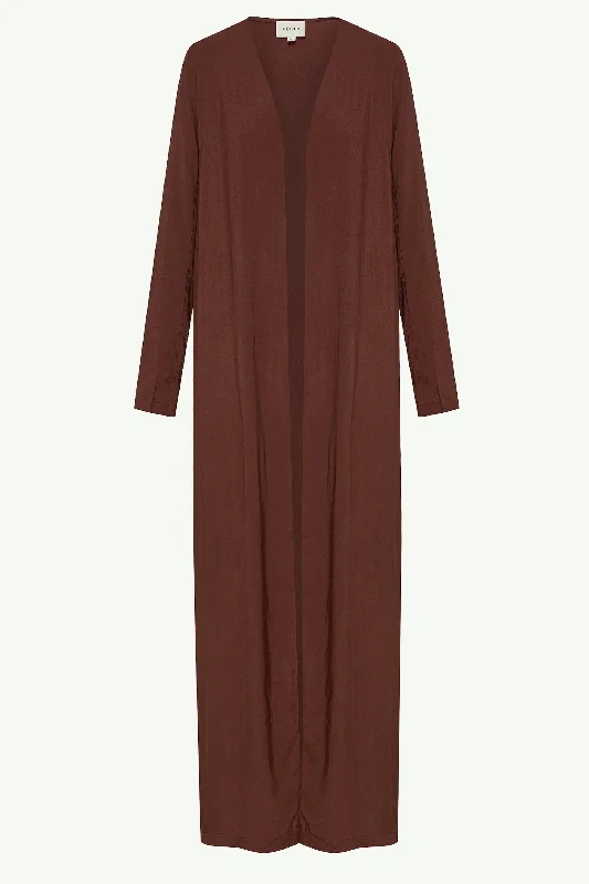 Essential Woven Open Abaya - Espresso