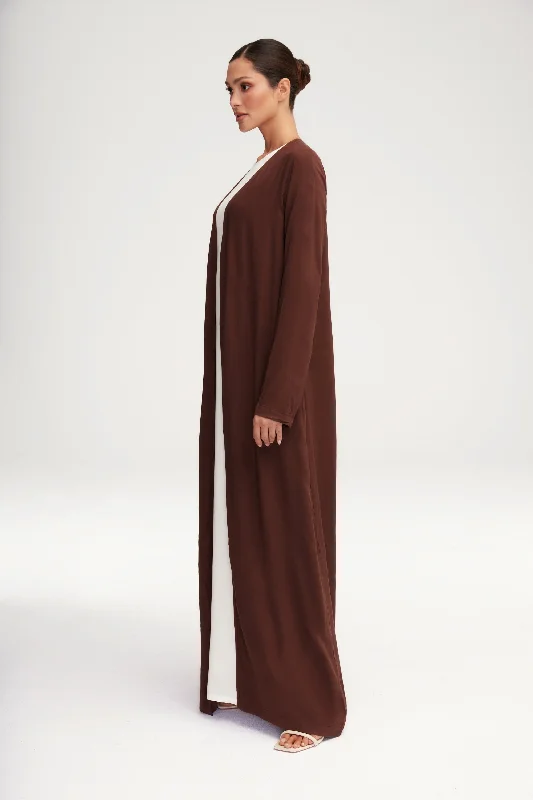 Essential Woven Open Abaya - Espresso