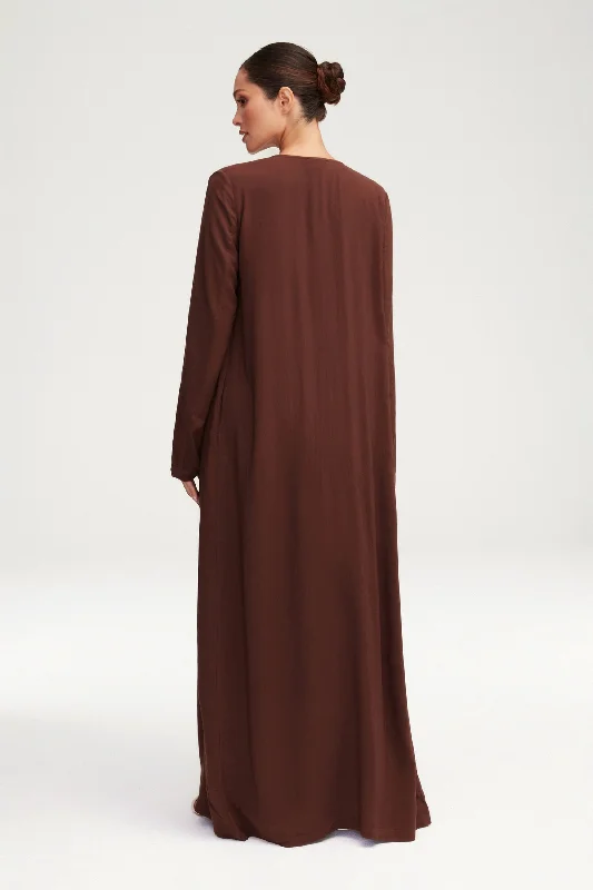 Essential Woven Open Abaya - Espresso