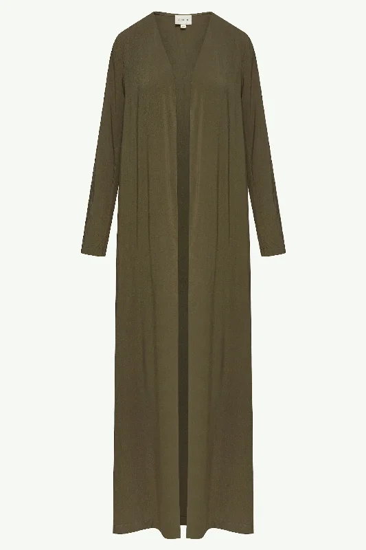 Essential Woven Open Abaya - Olive