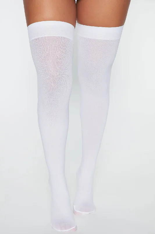 Final Touch Sheer Thigh Highs - White