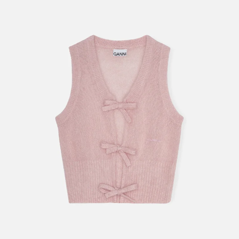 Ganni Light Mohair Tie String Vest - Pink