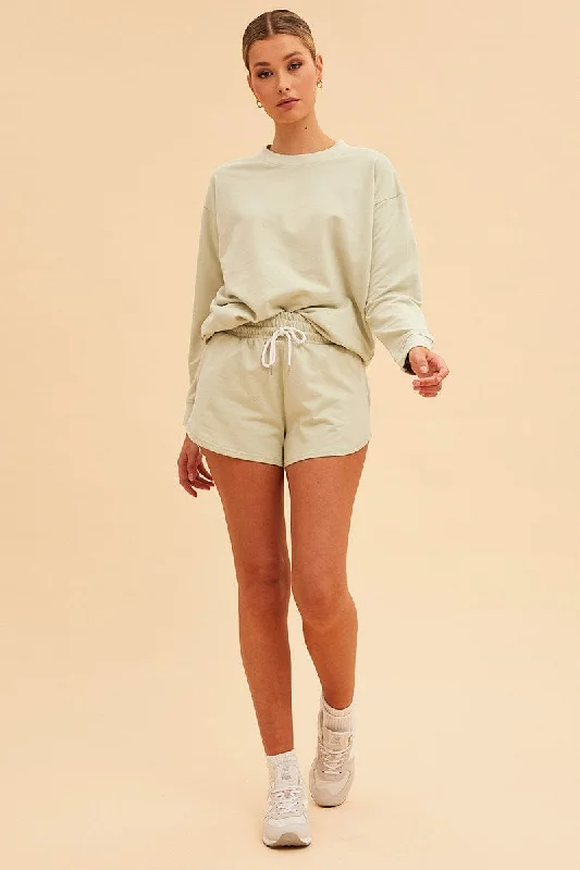 Green Hudson Cotton Fleece Crew Neck Oversized Sweat