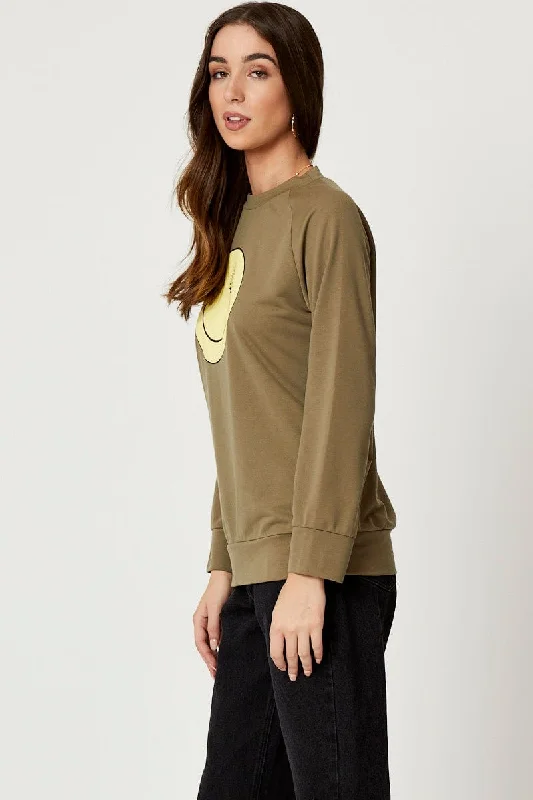 Green Smiley Face Sweater