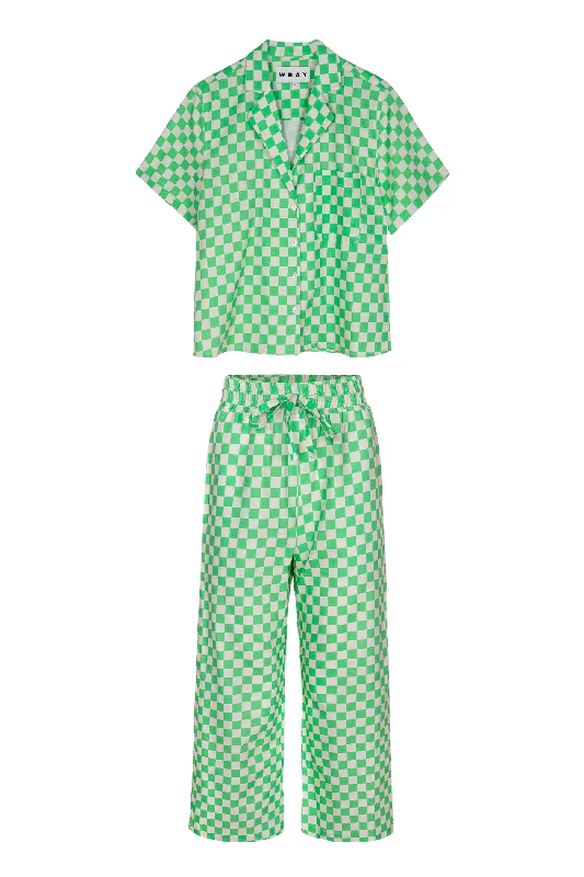 Long Lounge Set - Pistachio Check