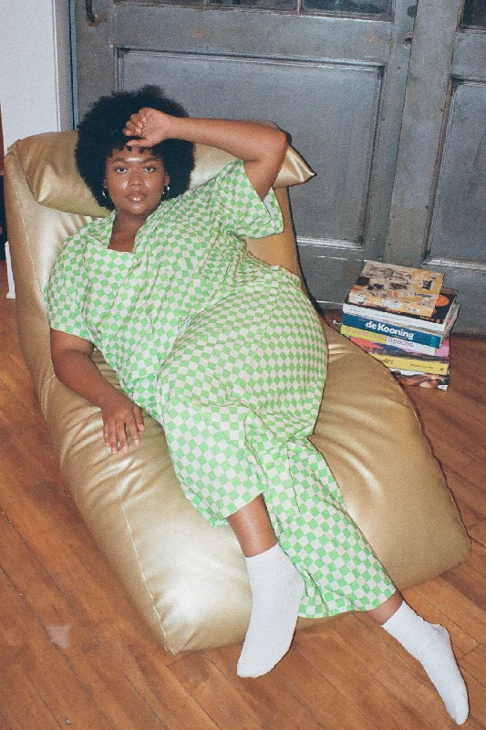 Long Lounge Set - Pistachio Check