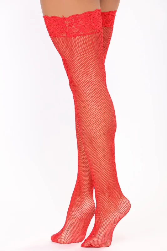 Love Lace Thigh Highs - Red