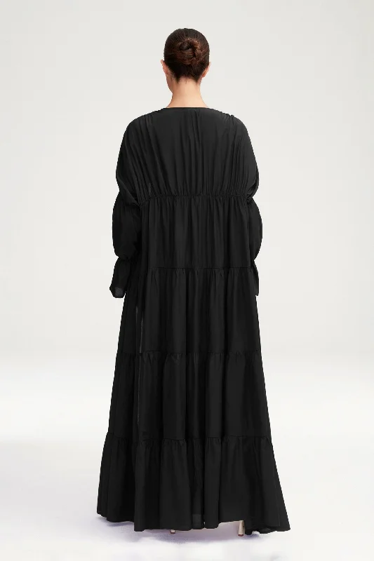 Malika Open Abaya - Black