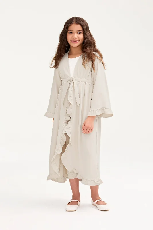 Mariam Ruffle Abaya - Stone (Girls)