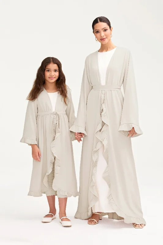 Mariam Ruffle Abaya - Stone (Girls)