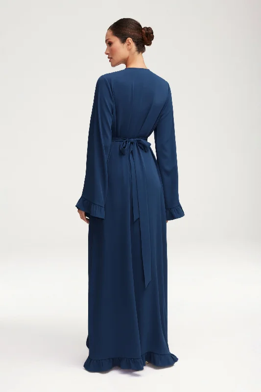 Mariam Ruffle Open Abaya - Midnight Blue