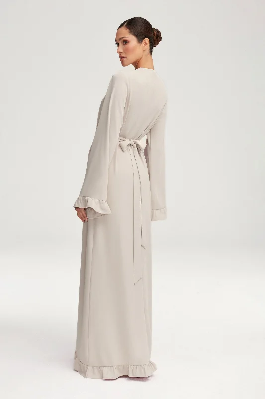 Mariam Ruffle Open Abaya - Stone