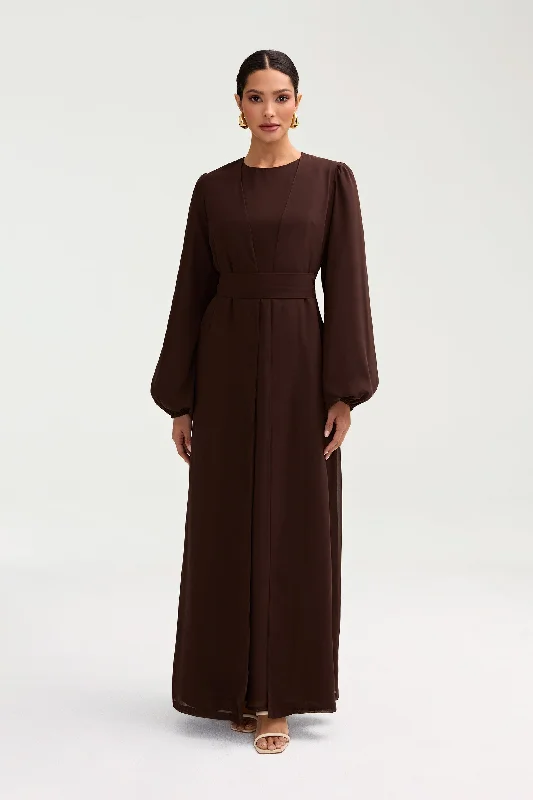 Najma Chiffon Abaya - Cocoa Brown