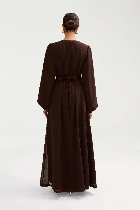 Najma Chiffon Abaya - Cocoa Brown