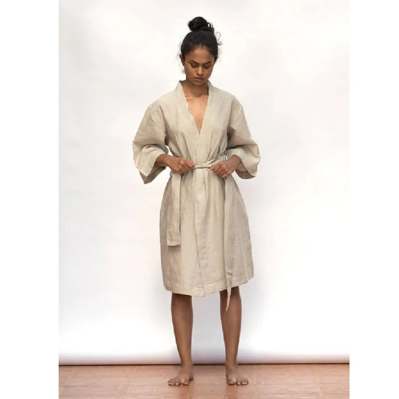 Unisex Linen Robe | Ecru